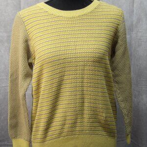 Boden Sweater Womens 12 Yellow Brown Metallic Striped Pullover Knit Cottage Core